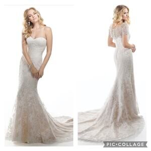 Maggie Sottero Chesney Lace Trumpet Wedding Dress Size 6